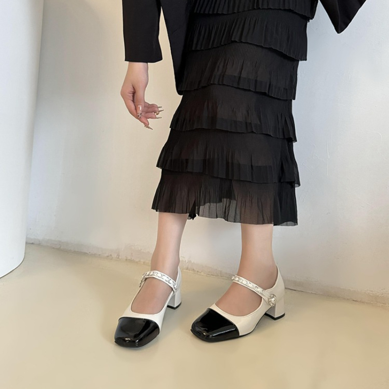 Formal Women Daily Wear Slippers - Chinelo de Salto Grosso com Fecho