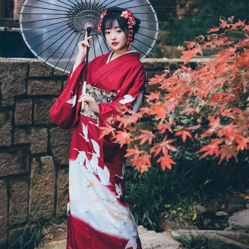 Women'S Formal Traditional Wear - Quimono Formal Japonês Feminino Vermelho com