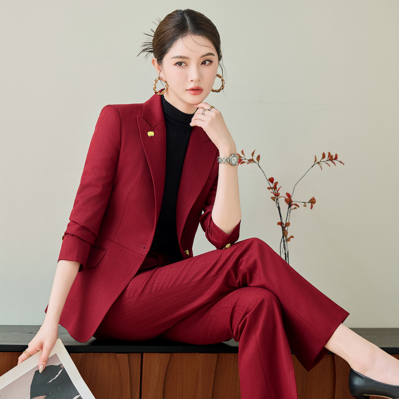 Women'S Formal Wear Pants Suit - Conjunto de terno vermelho para mulheres,