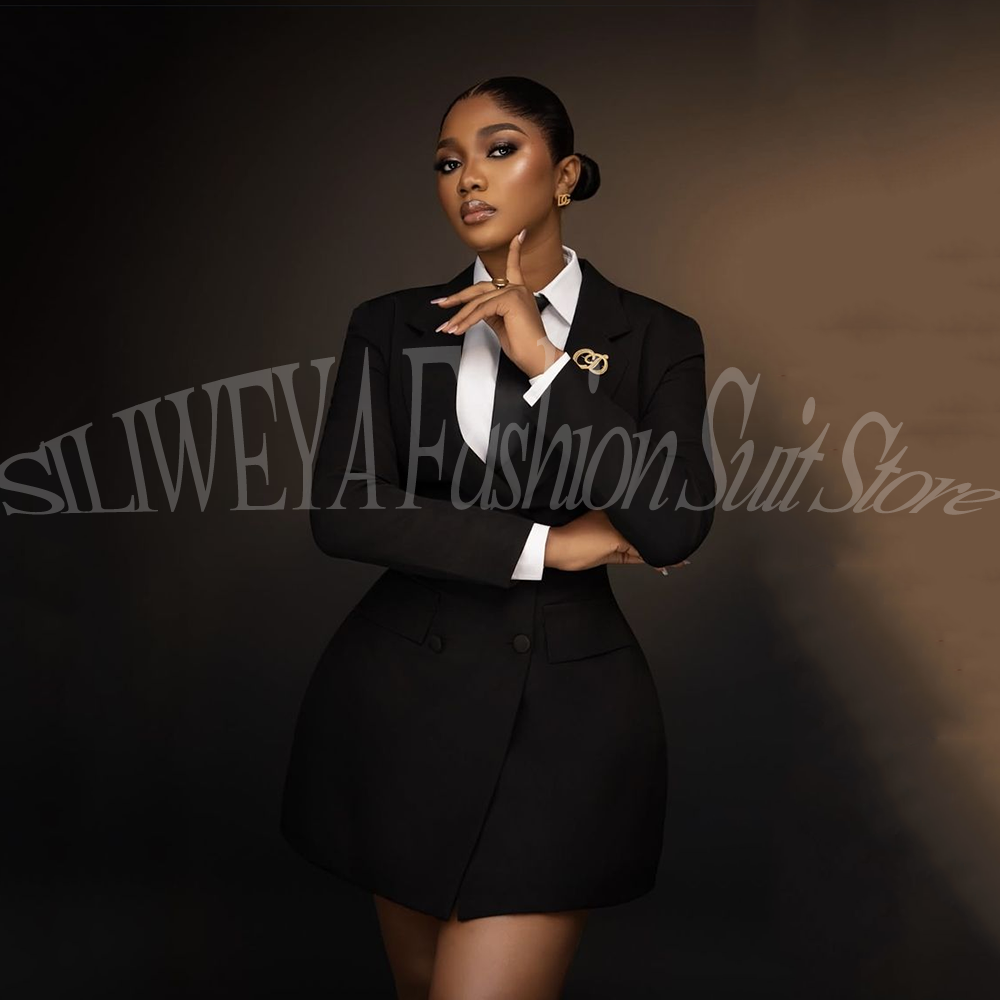 Women Formal Wear Korean - Blazer Feminino Elegante Preto para Negócios