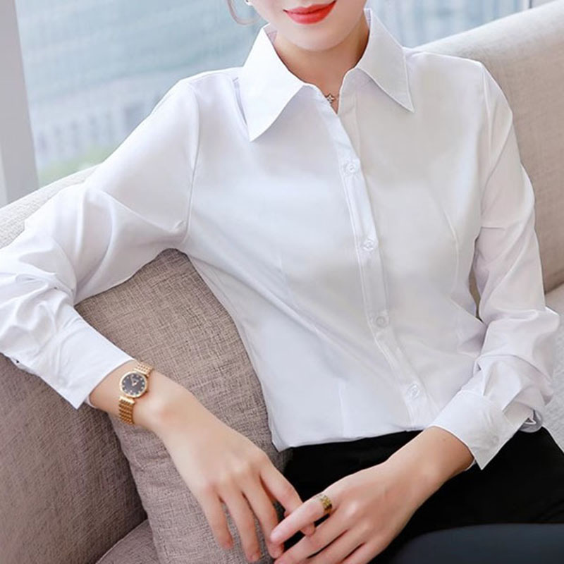 Women Formal Wear Korean - Camisas Femininas Brancas Slim Fit Formais