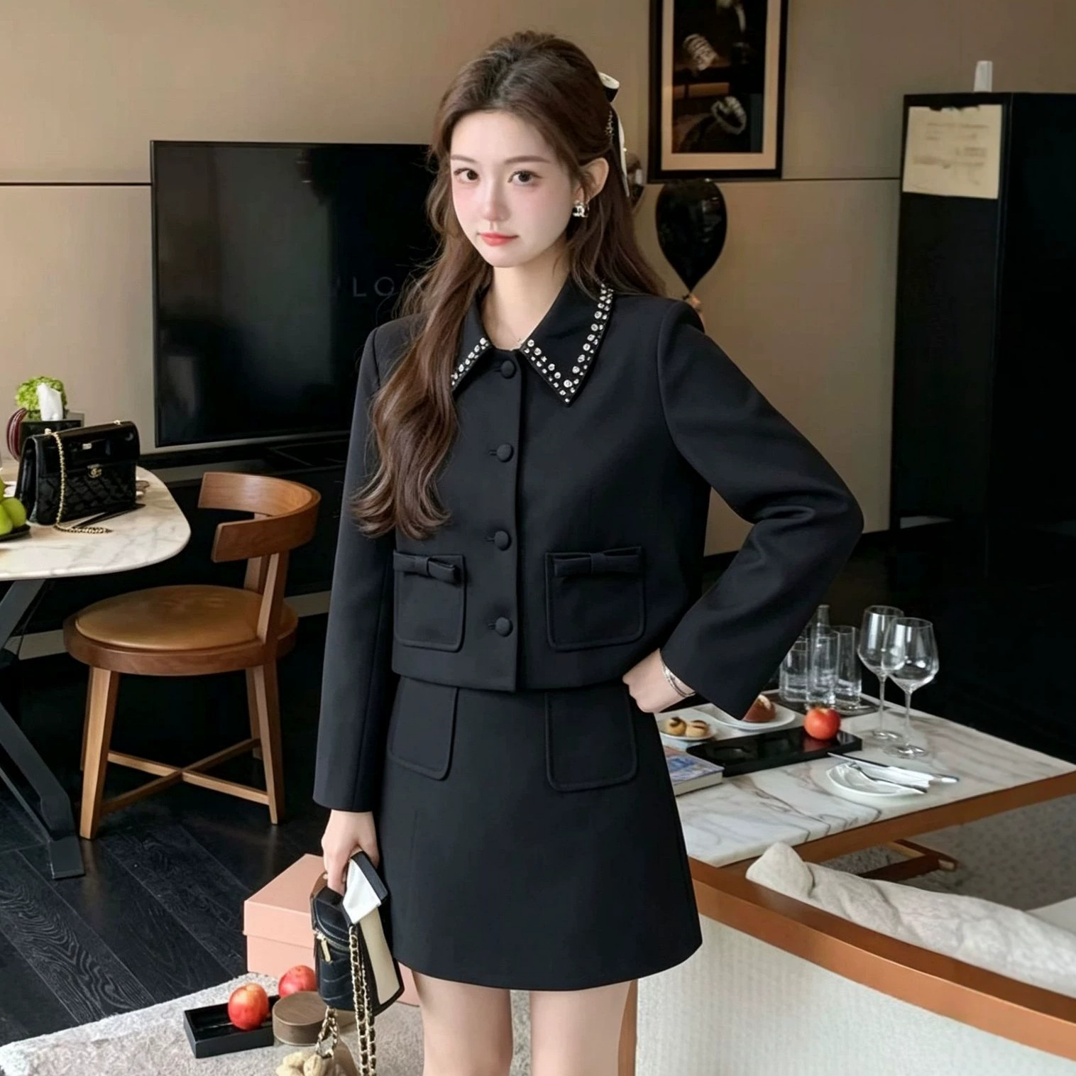 Women Formal Wear Korean - Conjunto Elegante de Duas Peças com