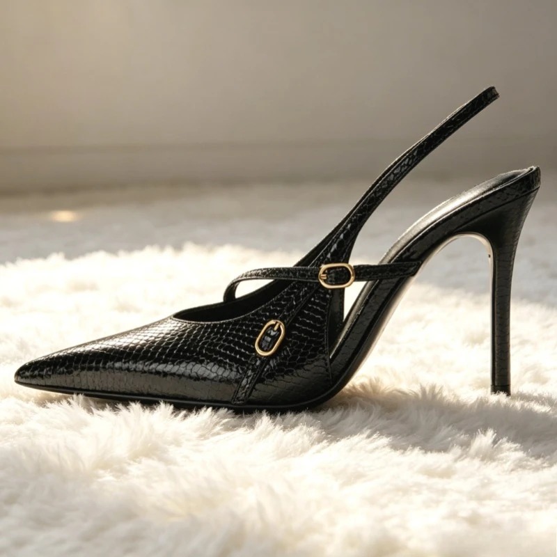 Sexy dedo do pé apontado textu - Slingback Heel Formal avaliação e preço