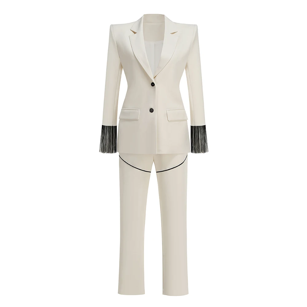 Moda branco conjuntos de duas  - Women Formal Wear Without Blazer avaliação e preço