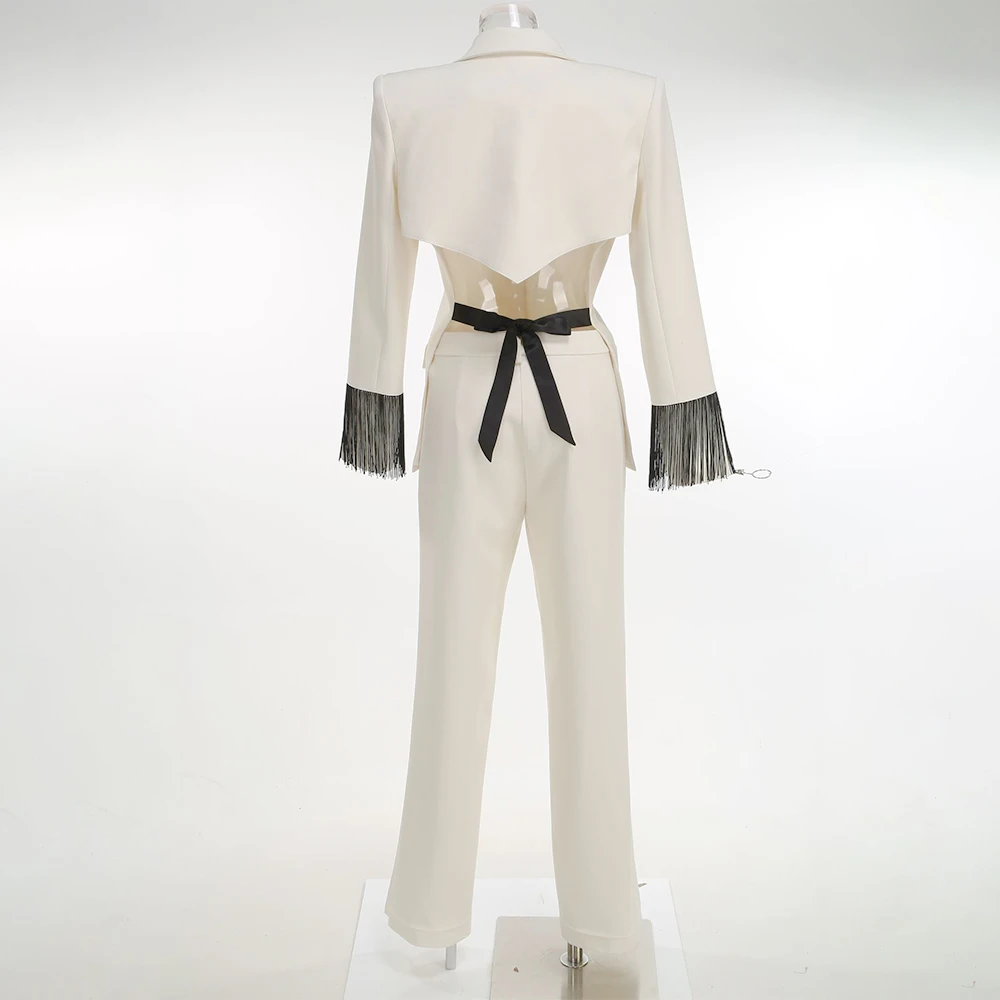 Moda branco conjuntos de duas  - Women Formal Wear Without Blazer avaliação e preço