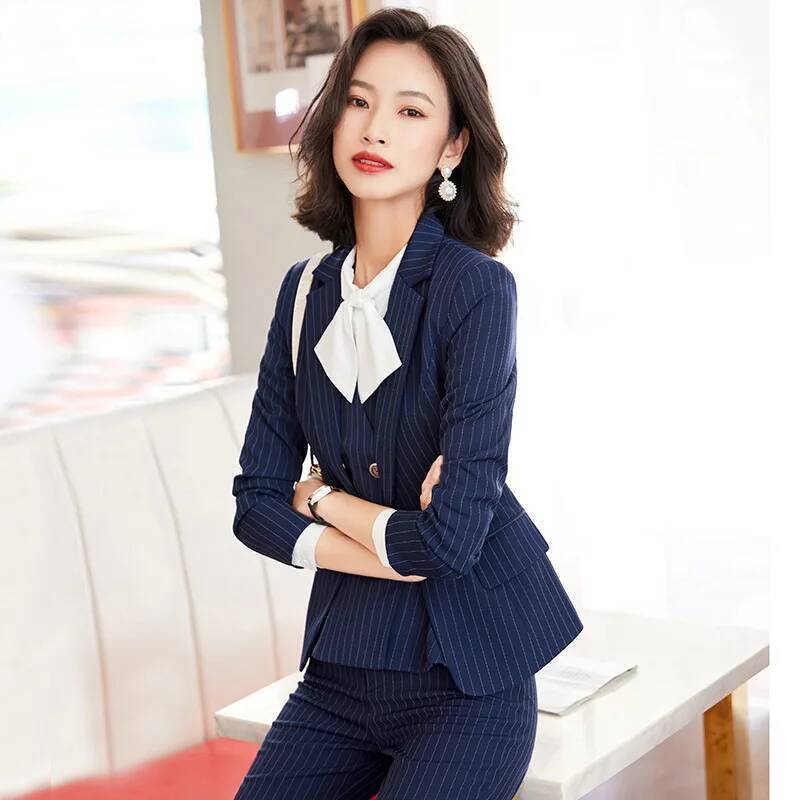Moda listrado formal ternos de - Women'S Formal Wear Pants Suit avaliação e preço