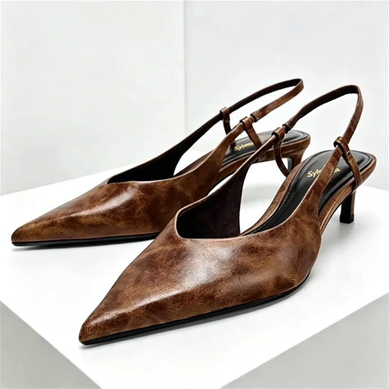 Retro marrom gatinho salto des - Slingback Heel Formal avaliação e preço